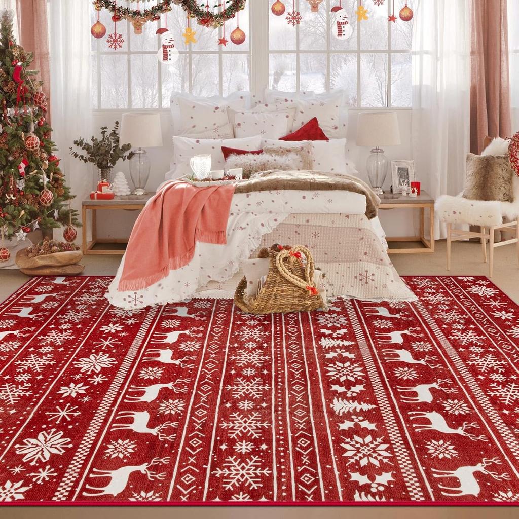 Christmas Anti-Slip Floor Mat - Fully Padded In Living Room, Printed Pattern for Bedroom Side Mat, Home Decoration