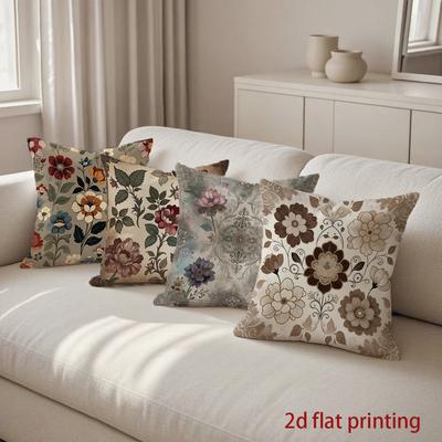 2D Floral Patterned Digital Printed Pillowcases Pattern Cushion Cover Suitable For Sofa Bedroom Car Pillow Cover