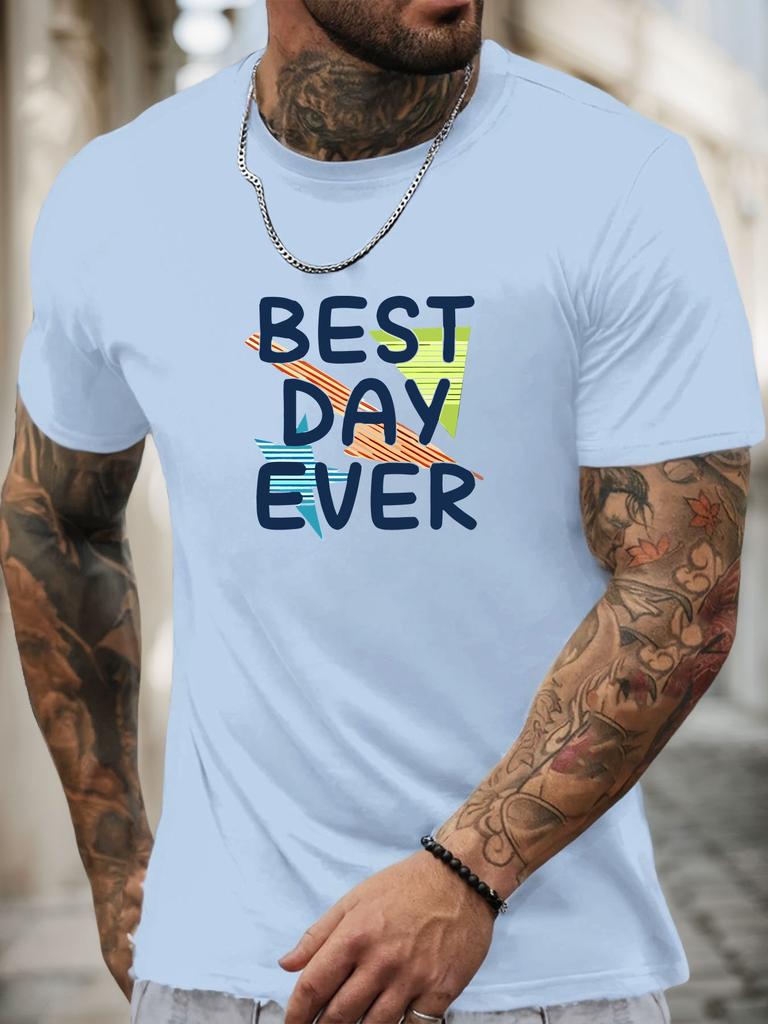 Short Sleeve TShirt BEST DAY EVER Mens 100 Cotton Pattern Printed Shirt Summer Round Neck Breathable Casual Fashion Cool Tee