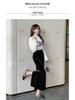 Golden Velvet High-Waist Slit Skirt: Retro Slimming Drape for Women, Spring-Autumn 2026