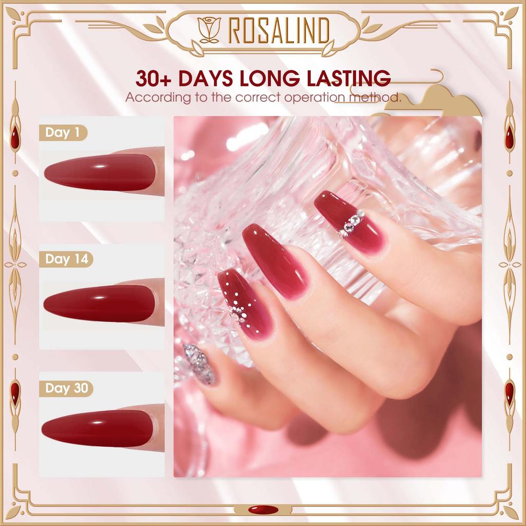 Rosalind Gel Nail Polish Set 6PCS Mini 6ml Pure Color Gel Base Bonding and Top UV Light Nail Art Nailplies.