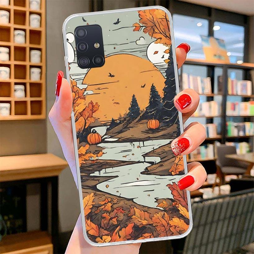 Pumpkin Happy Fall Autumn Cover Phone Case For Samsung Galaxy A12 A22 A32 A52 A72 A02S Phone Case Note 20 Ultra 10 S10 Plus A51