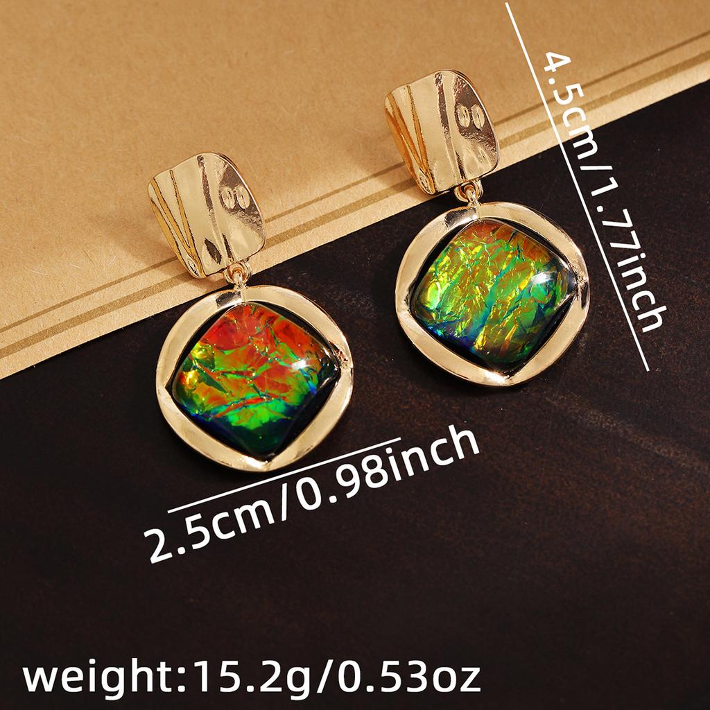 Vintage Geometric Diamond-shaped Sparkling Earrings with Personalized Design and Retro Charm for Women