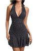 2025 Summer Women's Sleeveless Polka Dot Halter Neck Mini Dress with Open Back