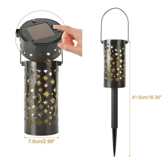 6Pcs Solar Pathway Lights Outdoor Waterproof Garden Decor Hollow Moon Star Lighting LED