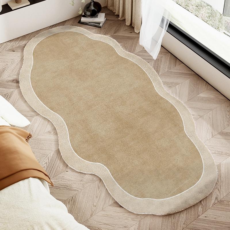 Cream Style Carpets for Living Room Irregular Shapes Bedroom Decor Carpet Thicken Plush Bedside Floor Mat Fluffy Soft Lounge Rug