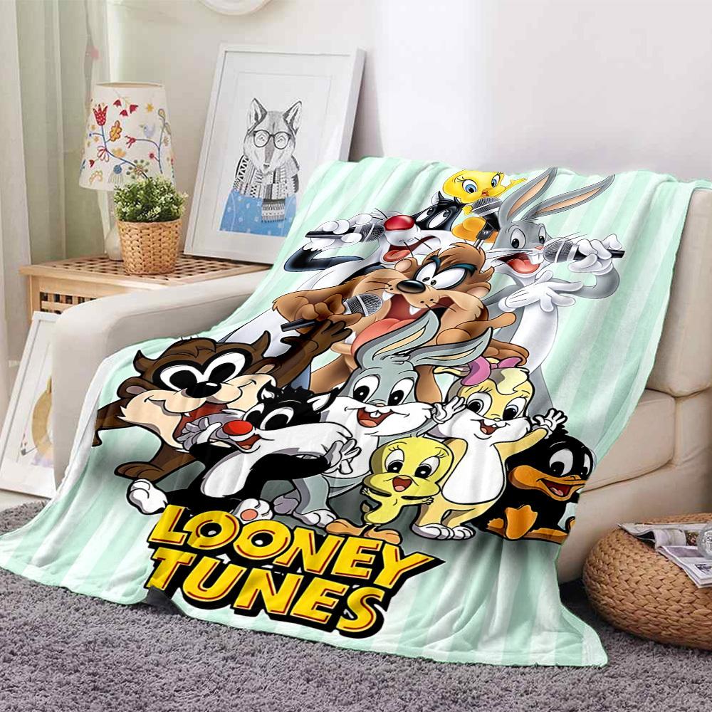 1pc Looney Tunes Characters Flannel Throw Blanket Lightweight Soft Warm All Season Blanket for Sofa, Bed, Travel,L1029010