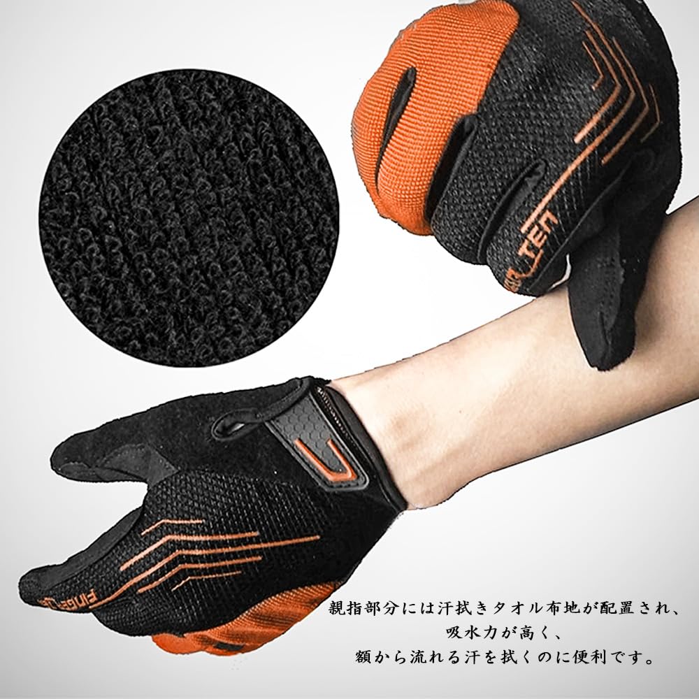 Full Finger Cycling Gloves for Cycling and Road 3D Impact Abrasion UV Smartphone Gloves Men's Bikes, Padded, Absorption, Resistant, Stretchable,