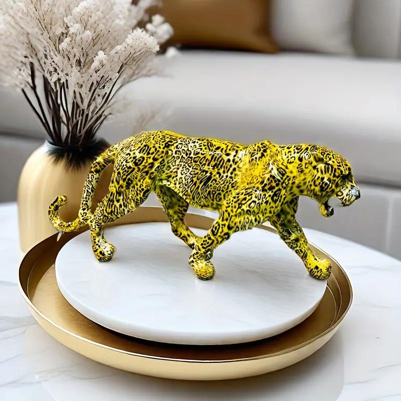 Leopard Statue Resin Pantther Sculpture Collectible Cheetah Figurine Modern Home Office Decor for Living Room Tabletop Book