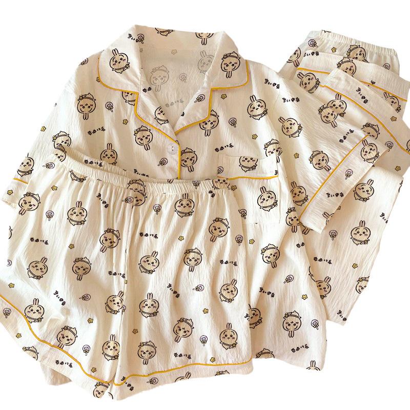 Wiosenno-letnia kreskówkowa anime Usaki Chiikawa piżama z krótkim rękawem damska odzież domowa trzyczęściowy zestaw