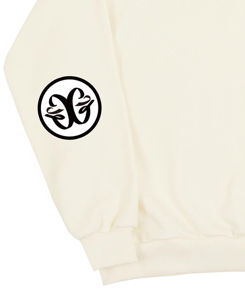 GRAVER [Unisex] Elbow Deco Logo Sweatshirt_Cream/Black Logo