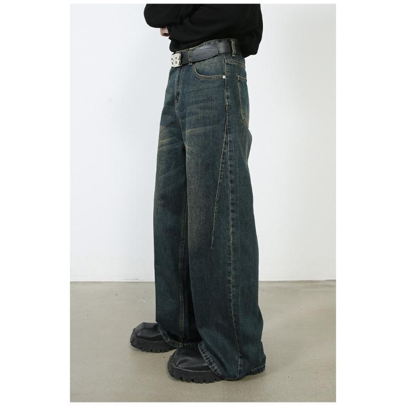 Vintage Loose Wide-leg Jeans Men's Design Sense of Senior Sense of Fried Street Pants Straight Loose Jeans for Men Fashionable and Comfortable Pants