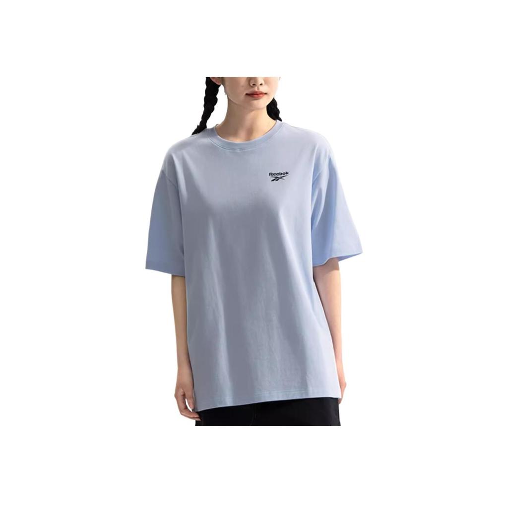 Reebok Fashionable Comfortable Versatile Casual Loose Short Sleeve T-Shirt Unisex Tops Light-Blue 24SRM427UGB1