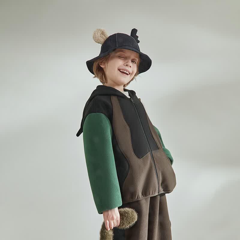 Little Daily Wear Kids Three-Eyed Rabbit Patchwork Fleece Jacket 110 cm