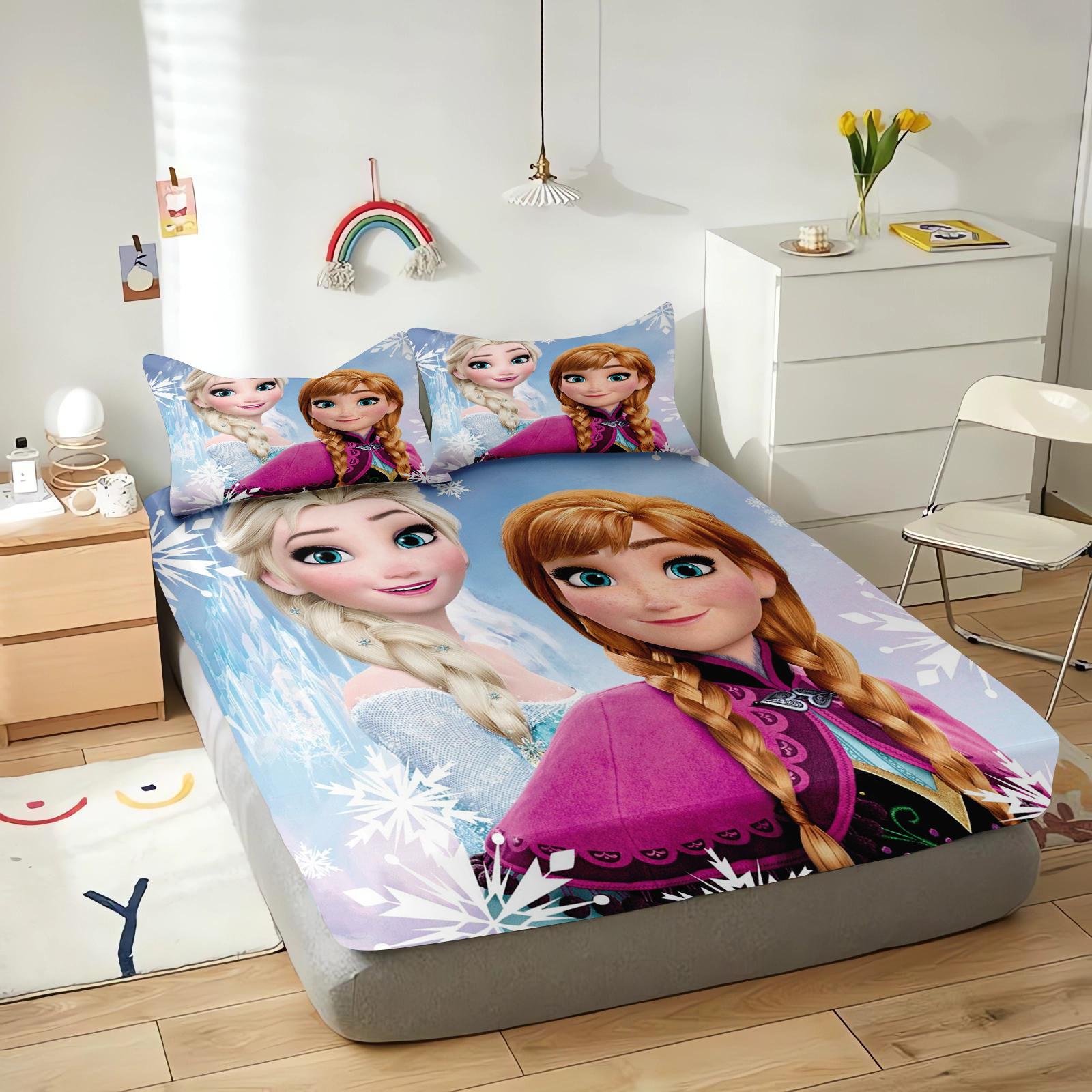

Frozen Cartoon Fitted Sheet Coverage, Baby Teenager With Sheets Cover, Elastic Bedding, Cute Digital Printing 90x190cmx25cm