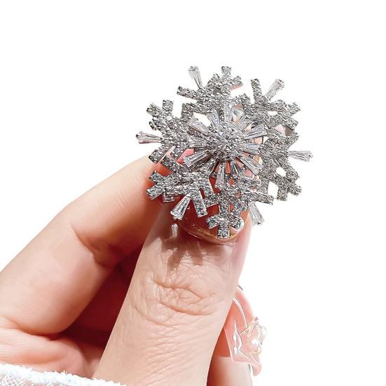 Snowflake Brooch Full Diamond Multifunctional Jewelry for Suits Coats Bags Exquisite Sparkling Design Durable Alloy Material Secure Pin Lapel Pin Gift