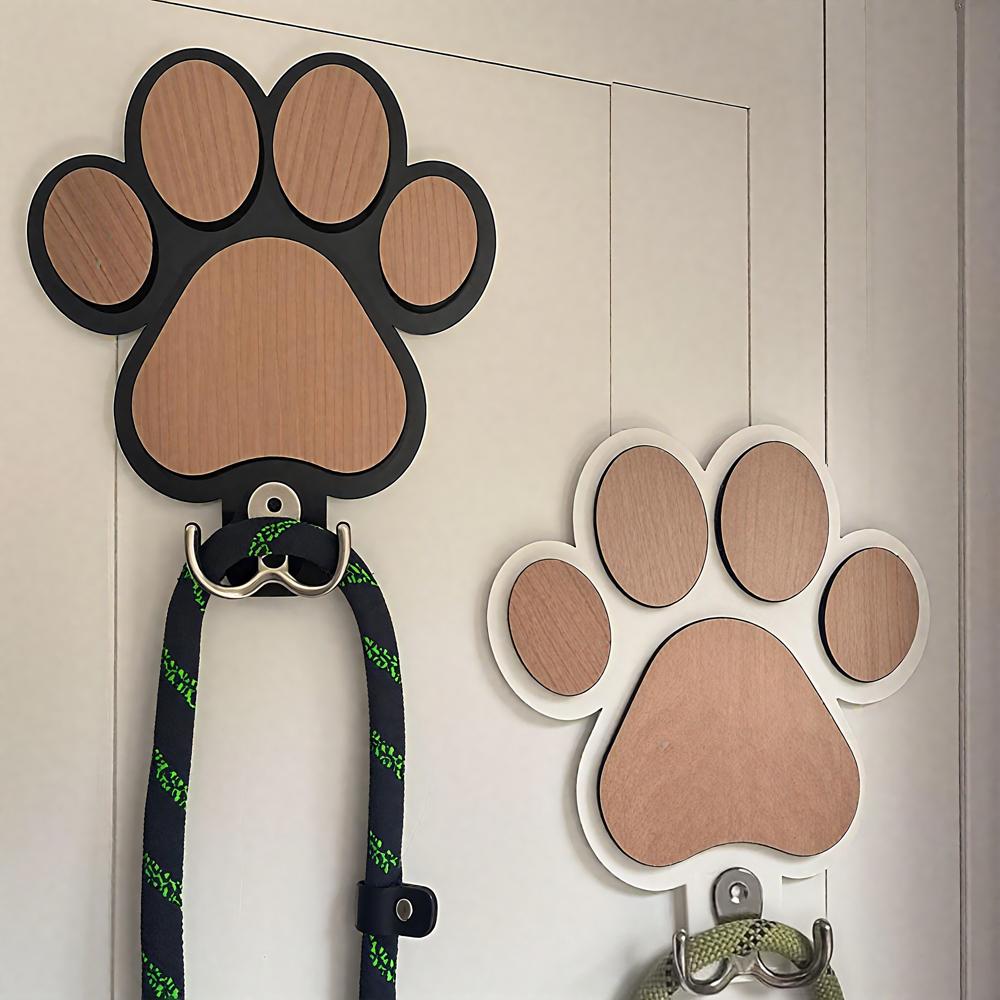 1/2pcs Dog Lover Gift Leash Hanger, Natural Wood with Paw Design, Perfect for Hanging Collars, Coats & Keys, Housewarming
