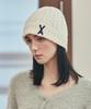 Bajal Va Applique Cable Knit Beanie Ivory