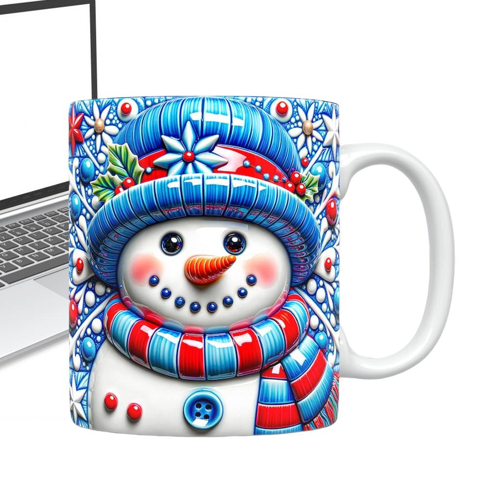 Christmas Mug Ceramic Holiday Mugs 3D Snowman Design Drinkware With Handle For Tea Chocolate Beverage Women Girls Holiday Tea