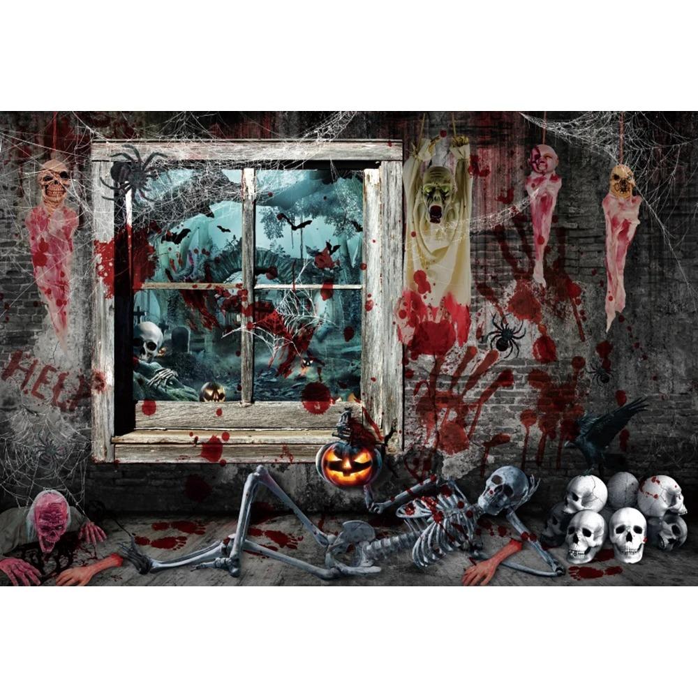 Tapiz de decoración de Halloween, casa embrujada, noche de terror, tumba aterradora, fantasma, calavera, bruja, castillo, fondo, tela, decoración de fiesta