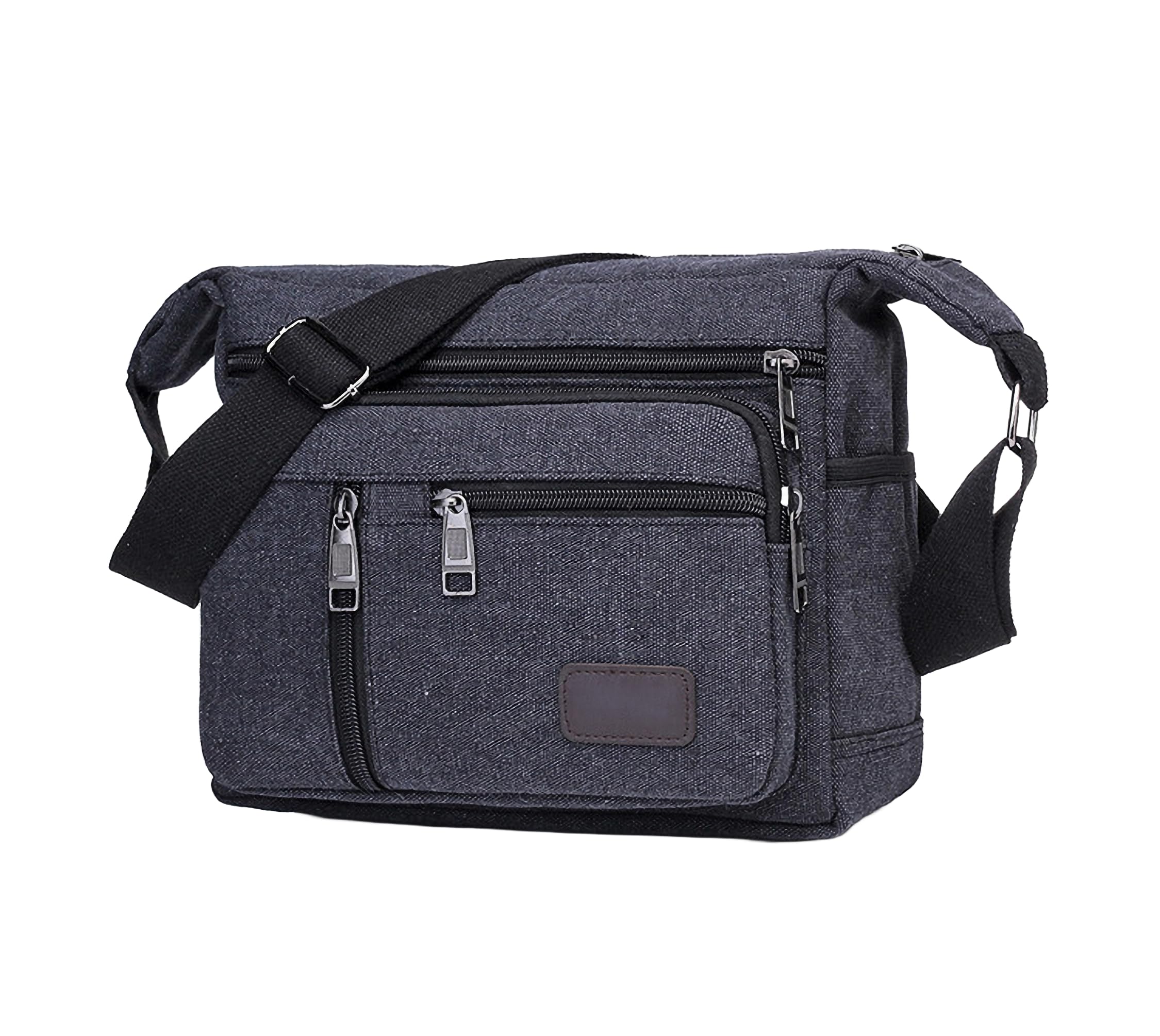 

Сумка мужская через плечо, большая, холщовая [Rowaica], легкая, вместительная, (черный) чёрный