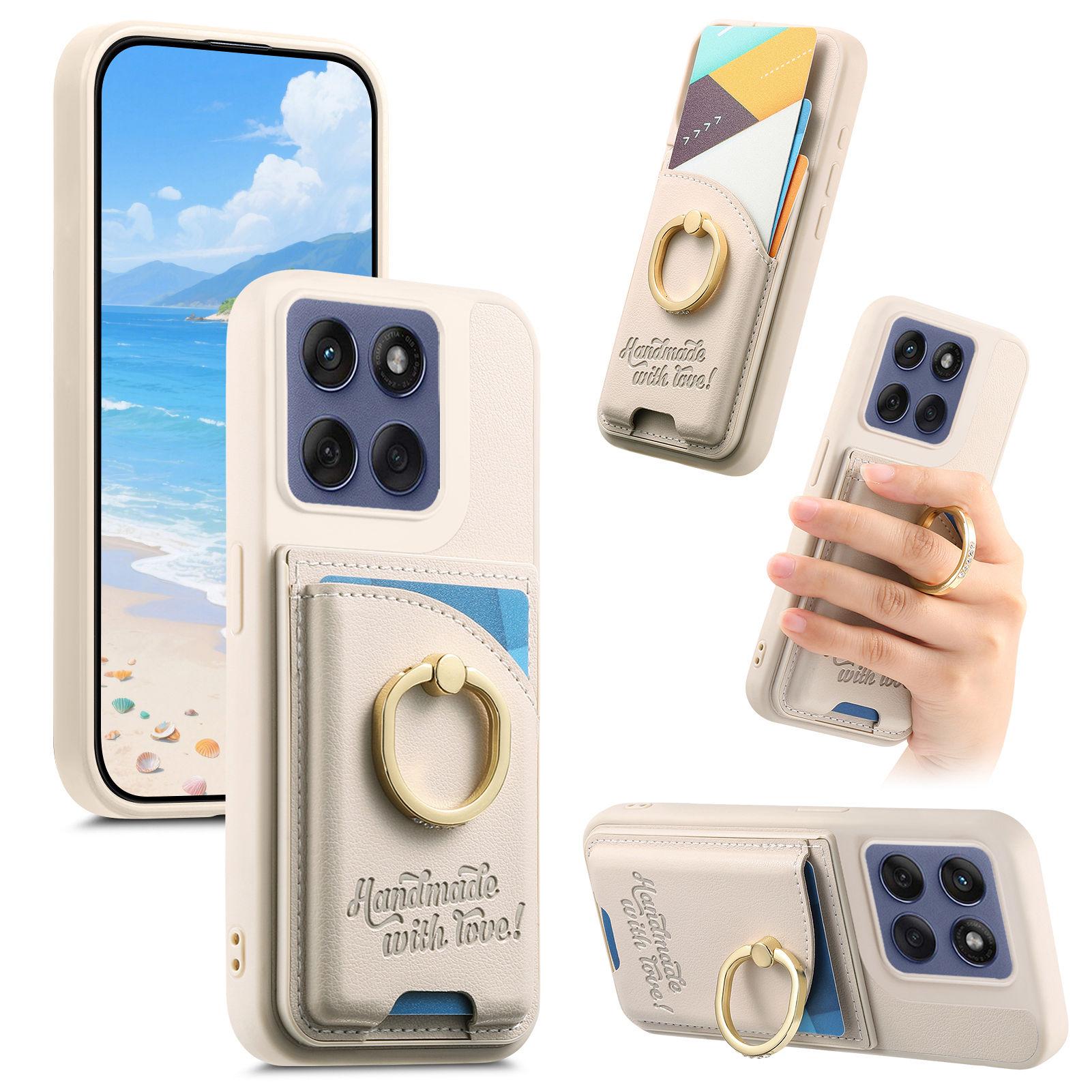 

For Motorola Edge 60 Fusion 5G Case Card Holder Rhinestone Ring Holder Kickstand Leather Back Phone Cover