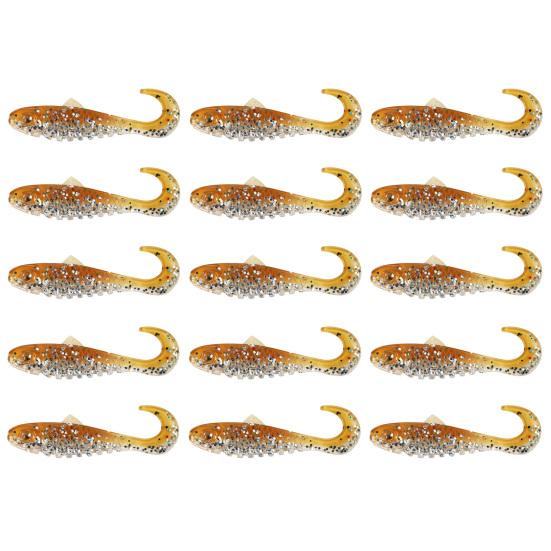 15Pcs 5.5CM/2G Curly Tail Soft Fishing Bait with Glitter Colorful PVC Realistic Bionic Artificial Lure Saltwater Freshwater Fishing Accessories