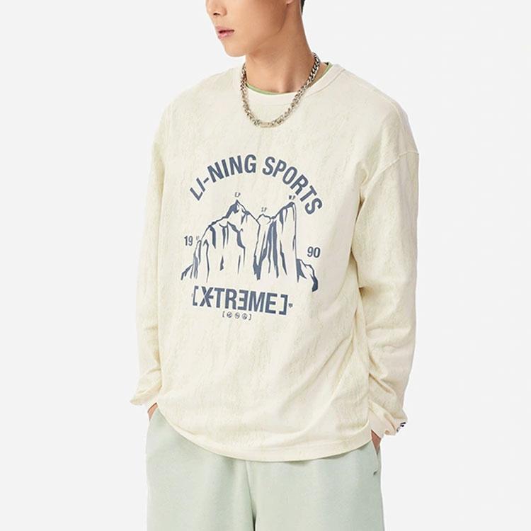 Li-Ning Loose Alphabet Print Sports Sweatshirt Unisex Tops Off-White AHSS147-1