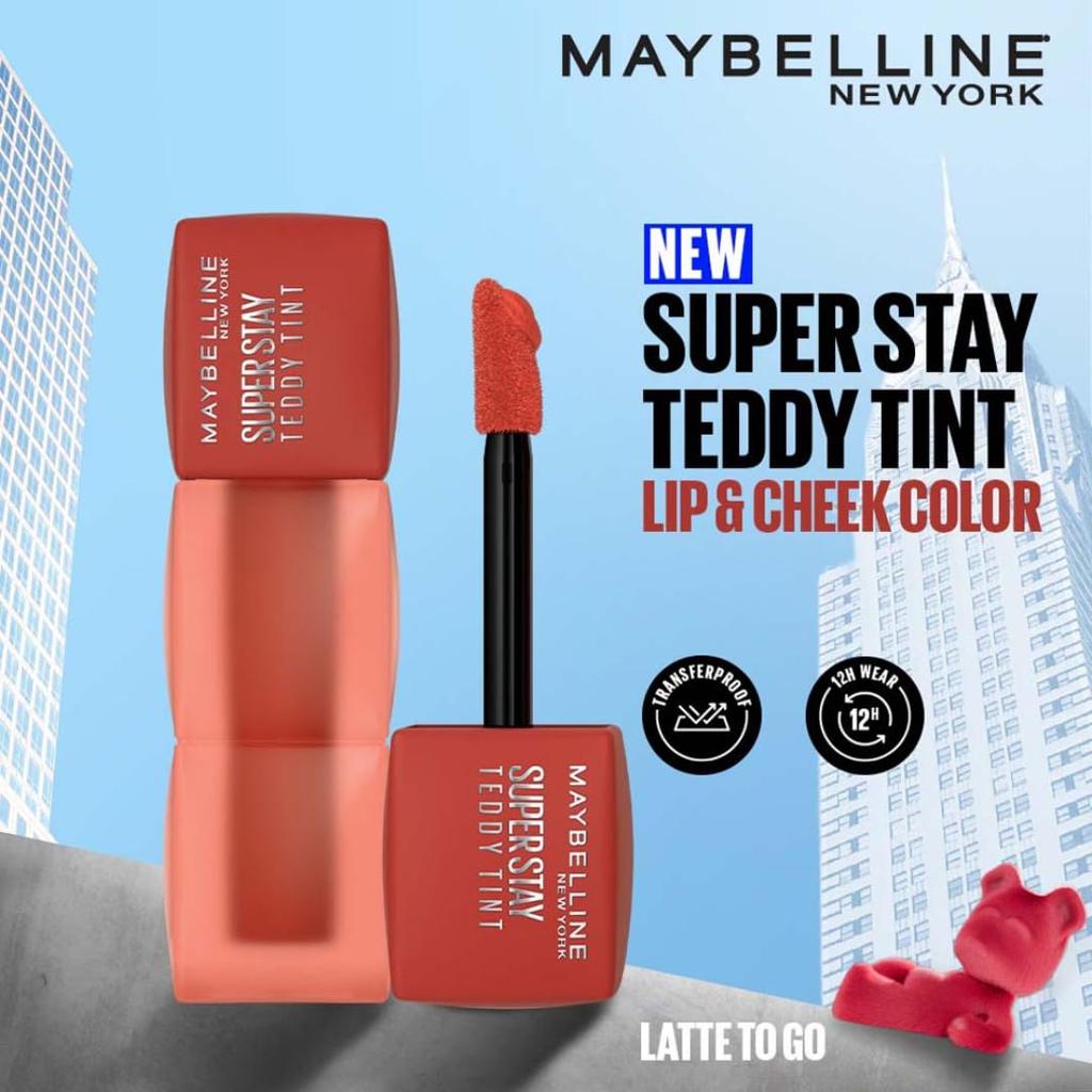 Maybelline New York Super Stay Teddy Tint Lip and Cheek Color Latte To Go 5ml Buildable Matte Long Lasting