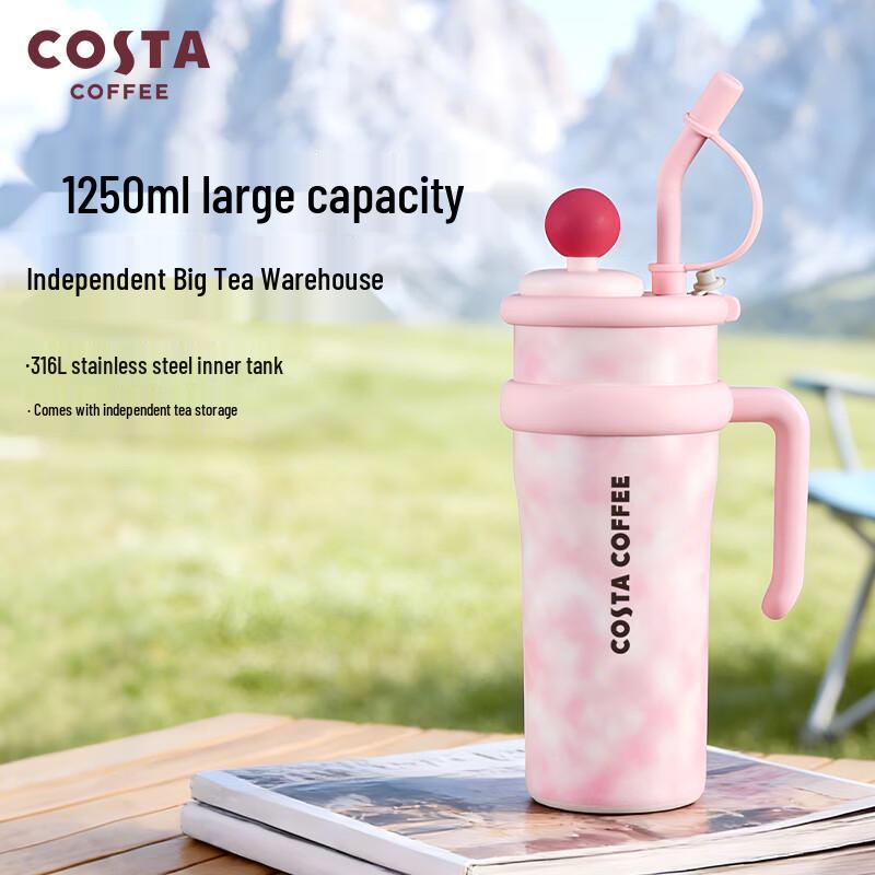 COSTA Large Capacity 316L Stainless Steel Insulated Tumbler with Straw (Free 3D Sticker)