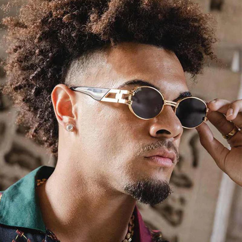 Nuovi Occhiali da Sole Metallici Ovali alla Moda per Uomo Con Protezione Uv400 Eleganti Occhiali da Sole per Viaggi e Feste