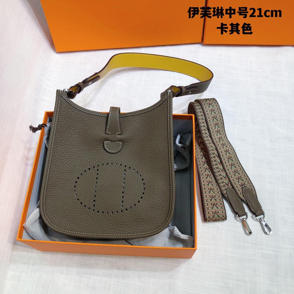 Spot Wholesale Top Layer Cowhide Evelyn Bag Genuine Leather Mini Bucket Bag TC Leather Mini Shoulder Crossbody Bag Tide