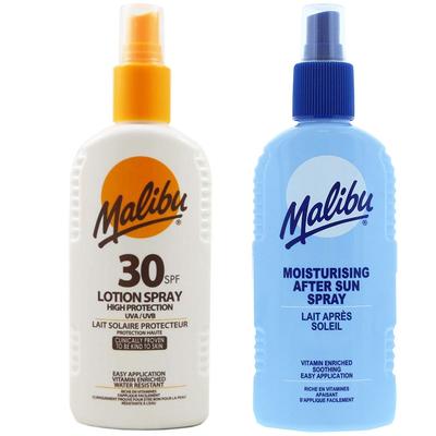 Malibu SPF30 Waterproof Spray 200ml + After Sun Spray Balm 200ml