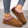 Winter 2025 New Cashmere Warm Thick Sole Heelless Covered Half Mop Cashmere Warm