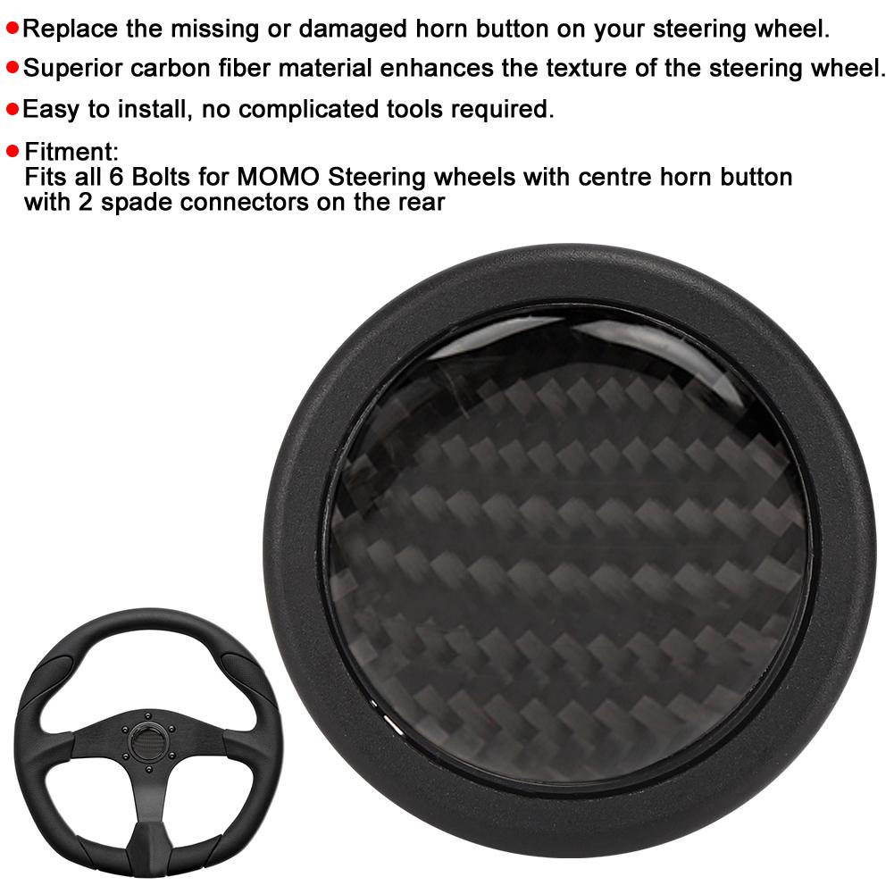 Carbon Fiber Horn Push Button for 6 Bolts for MOMO Steering Wheel Auto Car Modified Parts