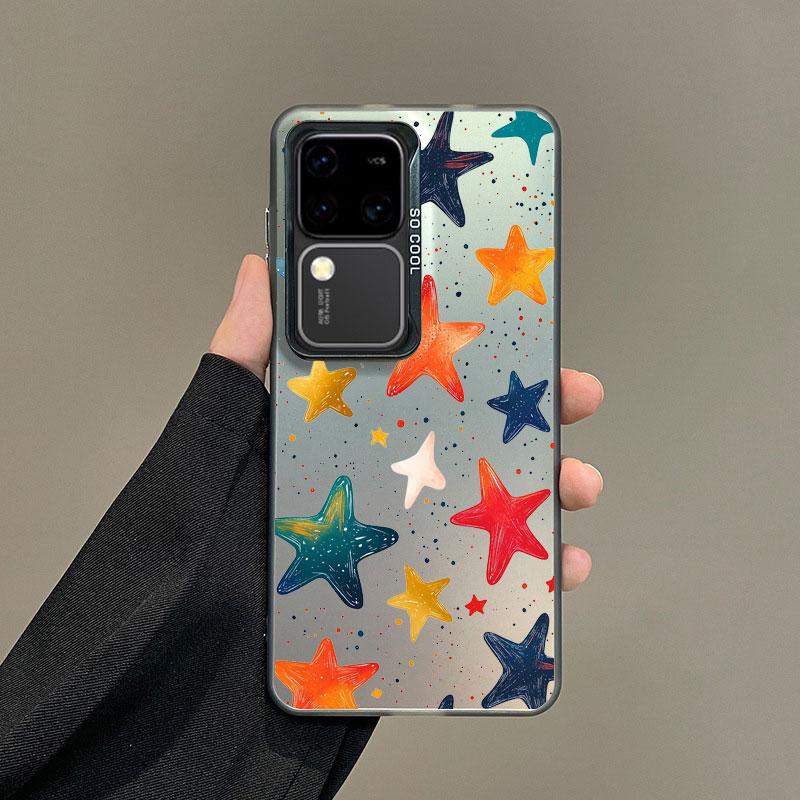 For Samsung Galaxy S24 S23 Ultra Plus FE S25 S22 Ultra Plus S21 FE Laser Phone Case Five-pointed Star Printed Shockproof Covers