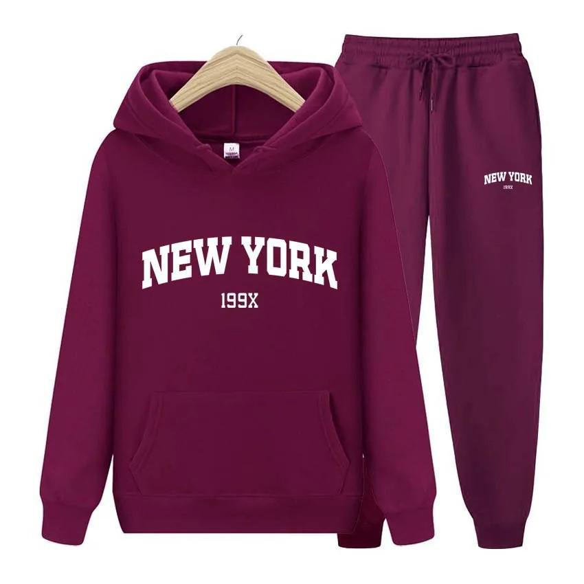 2026 Autumn New York Letter Sweatshirt & Sweatpants Set for Men & Women S