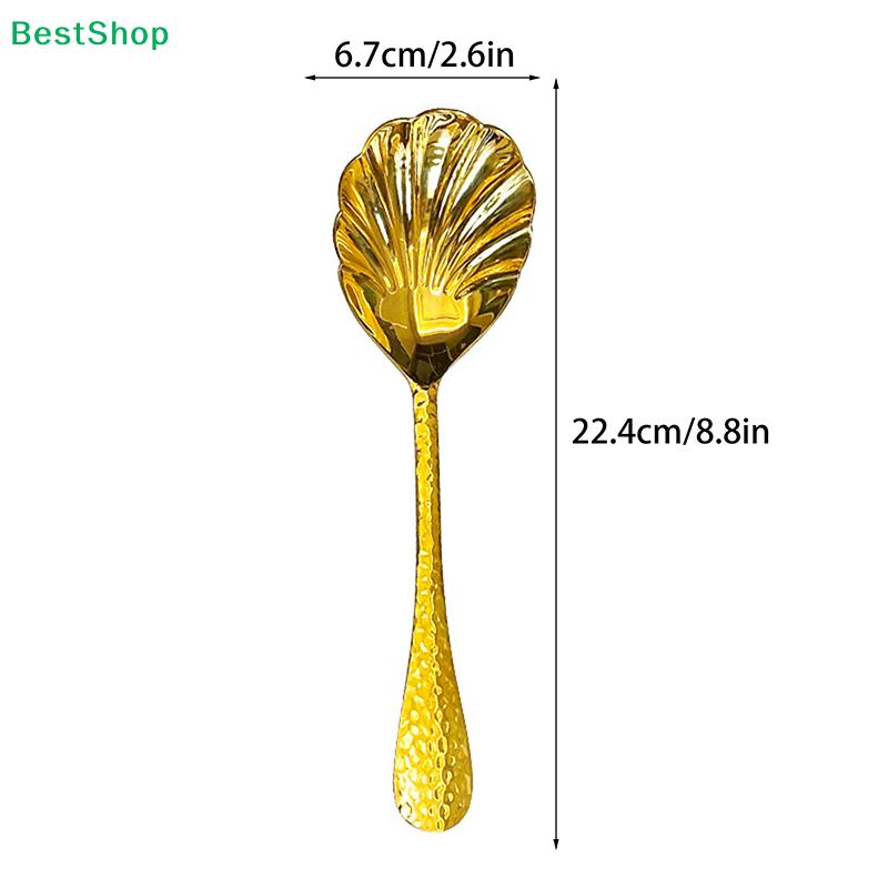 Shell-Shaped Soup Spoons - Stainless Steel Gold/Silver Cutlery with Textured Handle for Dining & Table Decor