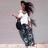 Women Bohemia Long Pants Floral Print Straight Casual Loose Trousers With Micro Fiber Material