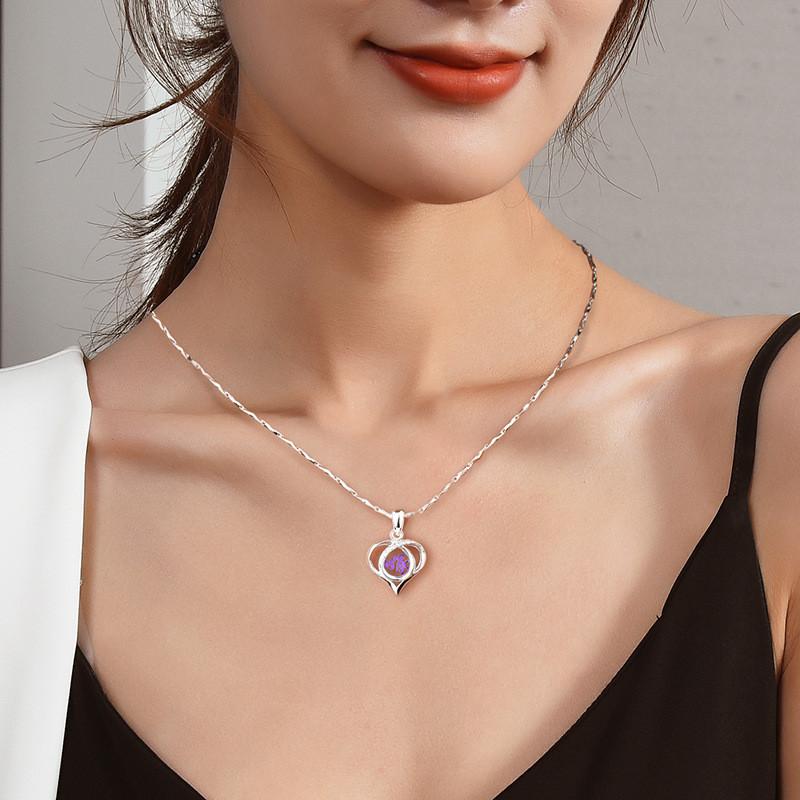 Elegant Crystal Heart Shaped Titanium Steel Necklace For Women Unique Gift For Loved Ones