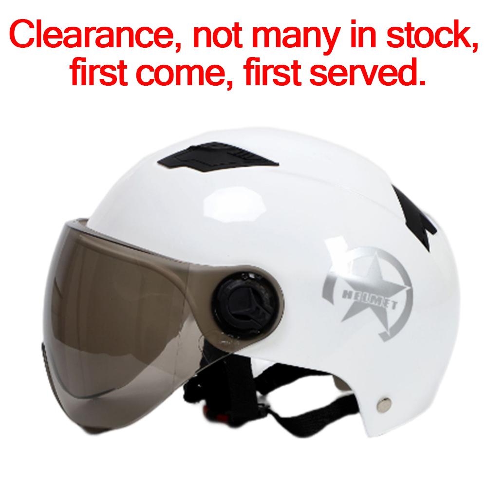 Men Motorcycle Helmet,Woman Electric Motor Car Scooter Bike Open Face Half Helmet,Anti-UV Safety Hat Bicycle Cap with Goggles