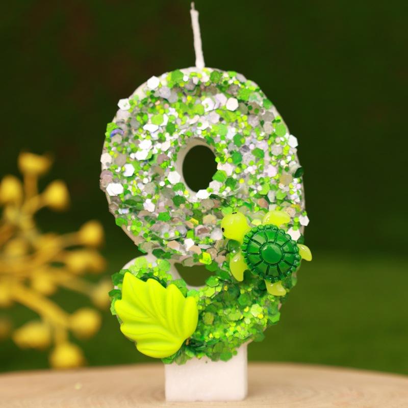 

Креативная цифровая свеча на день рождения для торта, украшение для вечеринки на день рождения, первый день рождения, сделай сам, тысячелетняя черепаха 9