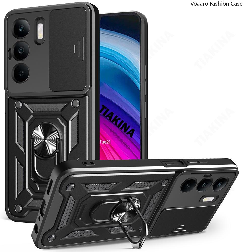 Posuvný kryt objektivu pro Realme C71 4G Pouzdro pro OPPO Realme C71 4G Pouzdro Magnetický prstenový stojánek Nárazuvzdorný ochranný kryt