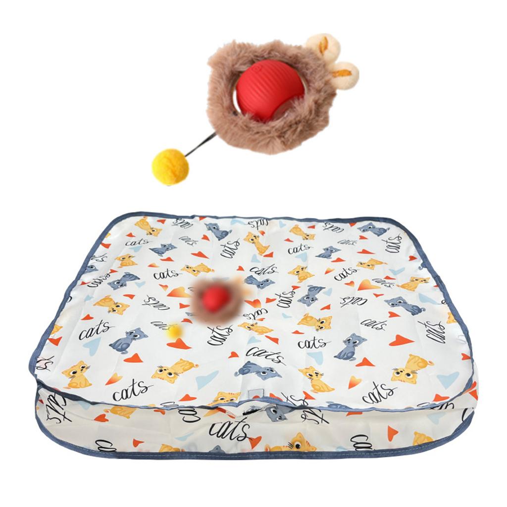 Interactive Play Mat Motion Activated Cat Toy and Fast Rolling Toy Balls Rechargeable Teaser Mat Fwith 28Inch Diameter