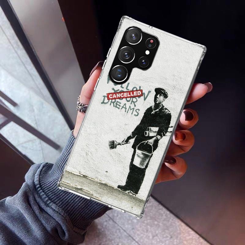 Street Art Banksy Graffiti Phone Case For Samsung Galaxy S23 S24 S25 Edge S26 Ultra S22 + S21 Plus S20 FE Cover Silicone Print S