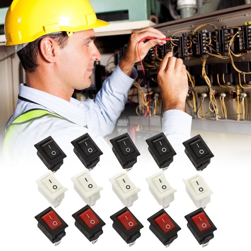 15Pcs Boats Rocker Switches 2 Position 2 Pin KCD1 101 Power Toggle Switches Iron Base & Plastic for Electrical Equipment