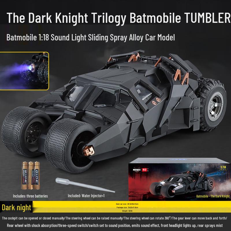 Official 1:18 Dark Knight Batmobile Alloy Model with Sound & Light Toy for Boys
