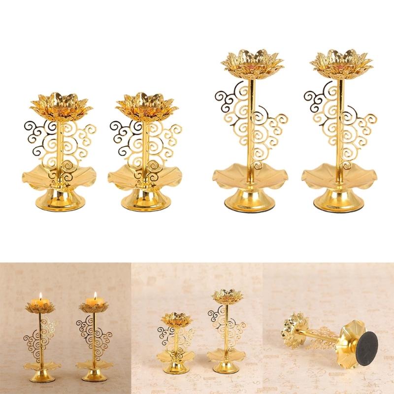 1 Paar Eisenlampe Zuhause Tisch Mittelstücke Lotus Schreibtisch Adventskerzenhalter Butterlampe Lotus Kerzenhalter
