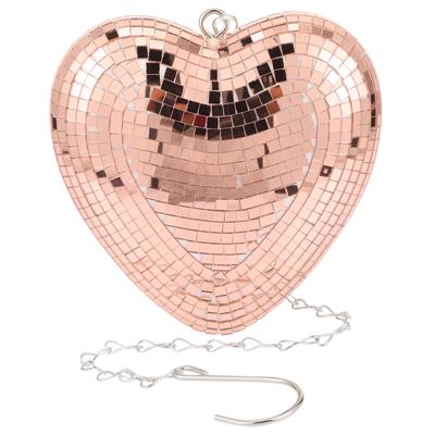 Love Disco Heart Glass Decoration Party (Rose Gold) The Chain Ball Decorations Hanging Mirror Balls