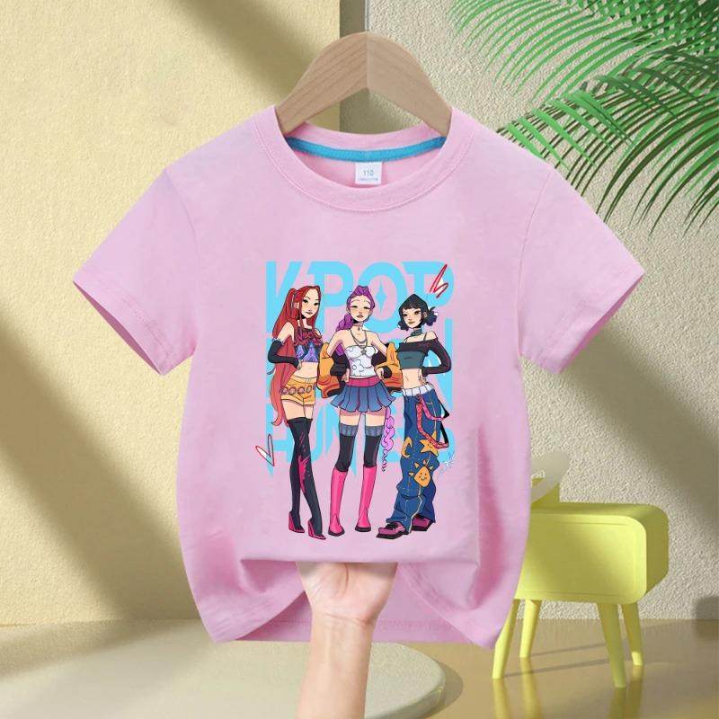 2025 Hot Movie Baby Girls T Shirt Soft Cotton Children's Clothing KPop Demon Hunters Fans Gifts Kids Clothes Fashion Casual Tops